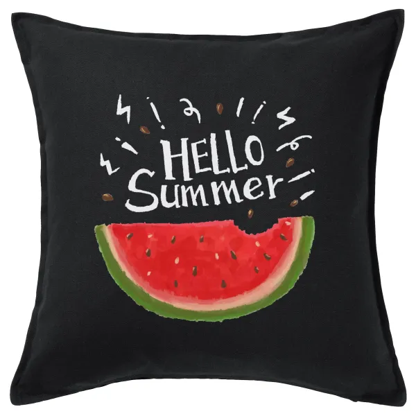 Summer Watermelon — Μαξιλάρι καναπέ Μαύρο 100% βαμβάκι, περιέχεται το γέμισμα (50x50cm)