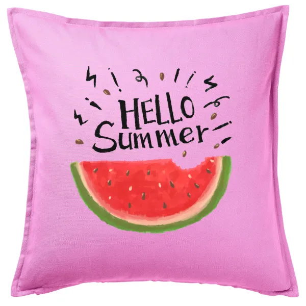 Summer Watermelon — Μαξιλάρι καναπέ ΡΟΖ 100% βαμβάκι, περιέχεται το γέμισμα (50x50cm)