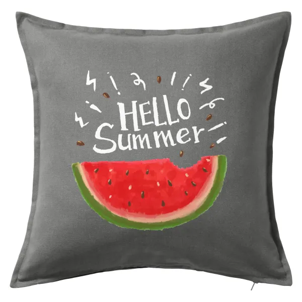Summer Watermelon — Μαξιλάρι καναπέ Γκρι 100% βαμβάκι, περιέχεται το γέμισμα (50x50cm)