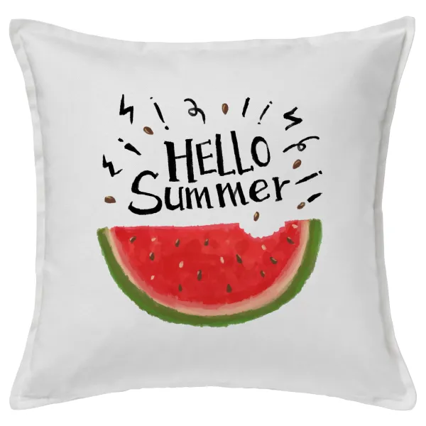 Summer Watermelon — Μαξιλάρι καναπέ ΛΕΥΚΟ 100% βαμβάκι, περιέχεται το γέμισμα (50x50cm)