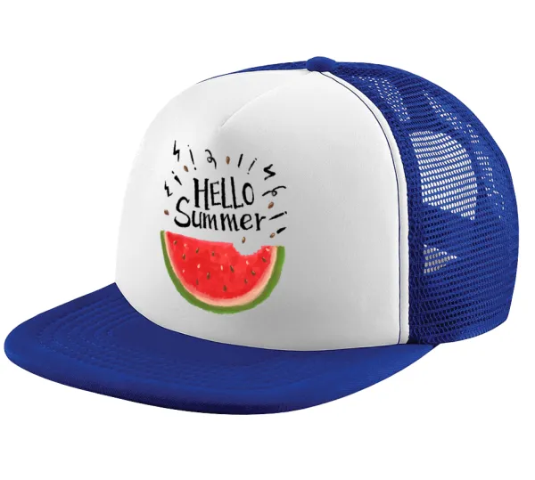 Summer Watermelon — Καπέλο παιδικό Soft Trucker με Δίχτυ ΜΠΛΕ/ΛΕΥΚΟ (POLYESTER, ΠΑΙΔΙΚΟ, ONE SIZE)