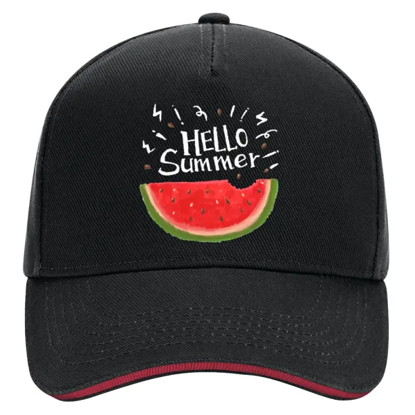 Summer Watermelon — DRILL Καπέλο Ενηλίκων Ultimate ΜΑΥΡΟ/ΚΟΚΚΙΝΟ, (100% ΒΑΜΒΑΚΕΡΟ, ΕΝΗΛΙΚΩΝ, UNISEX, ONE SIZE)