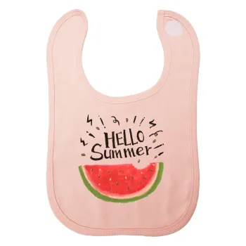 Summer Watermelon, Σαλιάρα με Σκρατς ΡΟΖ 100% Organic Cotton (0-18 months)