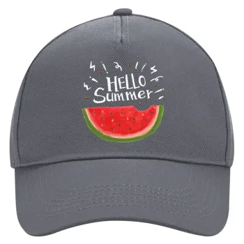 Summer Watermelon, Καπέλο Ενηλίκων Ultimate Γκρι, (100% ΒΑΜΒΑΚΕΡΟ DRILL, ΕΝΗΛΙΚΩΝ, UNISEX, ONE SIZE)