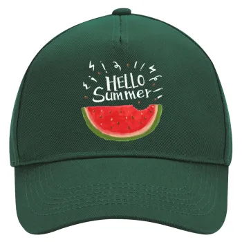 Summer Watermelon, Καπέλο Ενηλίκων Ultimate ΠΡΑΣΙΝΟ, (100% ΒΑΜΒΑΚΕΡΟ DRILL, ΕΝΗΛΙΚΩΝ, UNISEX, ONE SIZE)