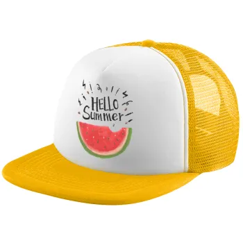 Summer Watermelon, Καπέλο Ενηλίκων Soft Trucker με Δίχτυ Κίτρινο/White (POLYESTER, ΕΝΗΛΙΚΩΝ, UNISEX, ONE SIZE)