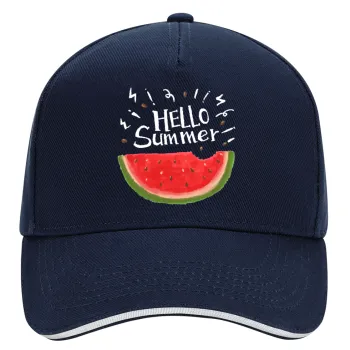 Summer Watermelon, DRILL Καπέλο Ενηλίκων Ultimate ΜΠΛΕ/ΛΕΥΚΟ, (100% ΒΑΜΒΑΚΕΡΟ, ΕΝΗΛΙΚΩΝ, UNISEX, ONE SIZE)