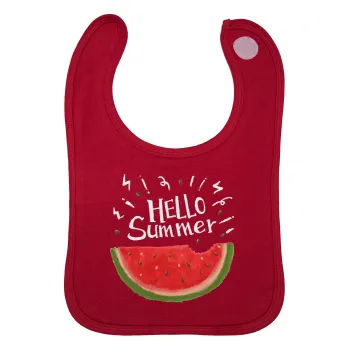 Summer Watermelon, Σαλιάρα με Σκρατς Κόκκινη 100% Organic Cotton (0-18 months)