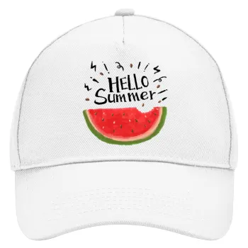Summer Watermelon, Καπέλο Ενηλίκων Baseball, Drill, Λευκό (100% ΒΑΜΒΑΚΕΡΟ, ΕΝΗΛΙΚΩΝ, UNISEX, ONE SIZE)