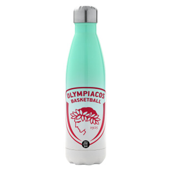 Olympiacos B.C., Metal mug thermos Green/White (Stainless steel), double wall, 500ml