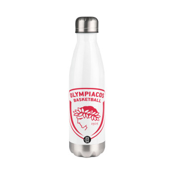 Olympiacos B.C., Metal mug thermos White (Stainless steel), double wall, 500ml