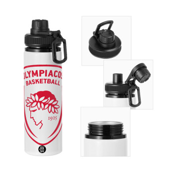 Olympiacos B.C., Metal water bottle with safety cap, aluminum 850ml