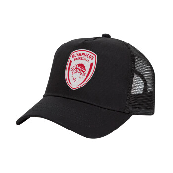 Olympiacos B.C., Καπέλο Trucker με Δίχτυ, Μαύρο, (ΒΑΜΒΑΚΕΡΟ, ΠΑΙΔΙΚΟ, UNISEX, ONE SIZE)