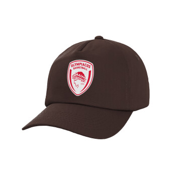 Olympiacos B.C., Adult Baseball Cap, 100% Cotton, Chocolate (COTTON, ADULT, UNISEX, ONE SIZE)