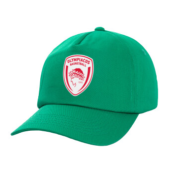 Olympiacos B.C., Children's Baseball Cap, 100% Cotton Twill, Green (COTTON, CHILDREN'S, UNISEX, ONE SIZE)