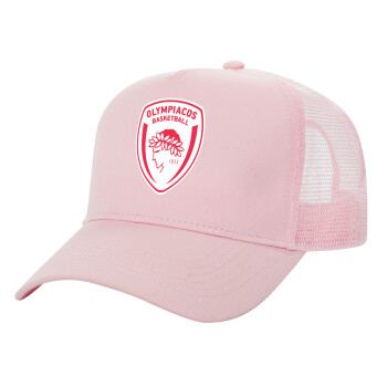 Olympiacos B.C., Καπέλο Παιδικό Structured Trucker, με Δίχτυ, ΡΟΖ (100% ΒΑΜΒΑΚΕΡΟ, ΠΑΙΔΙΚΟ, UNISEX, ONE SIZE)