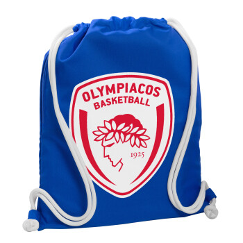 Olympiacos B.C., Τσάντα πλάτης πουγκί GYMBAG Μπλε, με τσέπη (40x48cm) & χονδρά κορδόνια