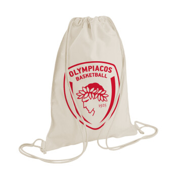 Olympiacos B.C., Τσάντα πλάτης πουγκί GYMBAG natural (28x40cm)