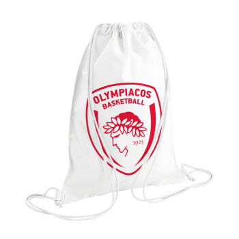Olympiacos B.C., Τσάντα πλάτης πουγκί GYMBAG λευκή (28x40cm)