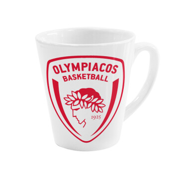 Olympiacos B.C., Κούπα κωνική Latte Λευκή, κεραμική, 300ml