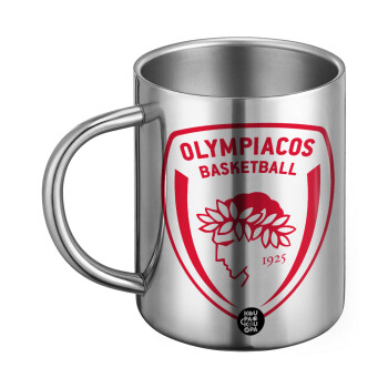 Olympiacos B.C., Ανοξείδωτη Μεταλλική Κούπα 450ml - Διπλού Τοιχώματος