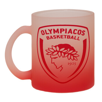 Olympiacos B.C., Κούπα γυάλινη δίχρωμη με βάση το κόκκινο ματ, 330ml