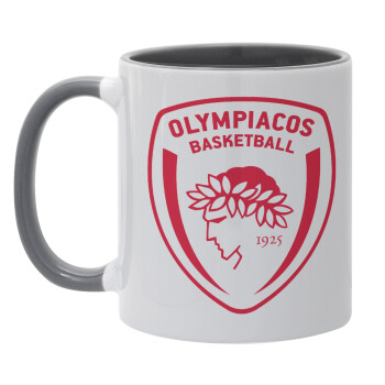 Olympiacos B.C., Κούπα χρωματιστή γκρι, κεραμική, 330ml