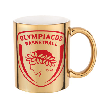 Olympiacos B.C., Mug ceramic, gold mirror, 330ml