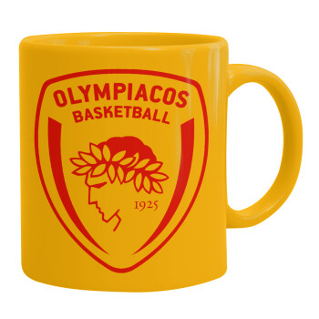Olympiacos B.C., Ceramic coffee mug yellow, 330ml (1pcs)