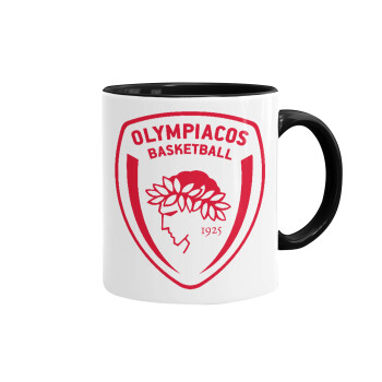 Olympiacos B.C., Κούπα χρωματιστή μαύρη, κεραμική, 330ml