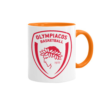 Olympiacos B.C., Κούπα χρωματιστή πορτοκαλί, κεραμική, 330ml