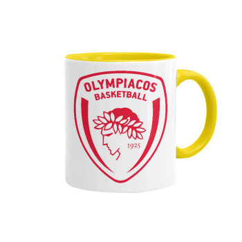 Olympiacos B.C., Κούπα χρωματιστή κίτρινη, κεραμική, 330ml
