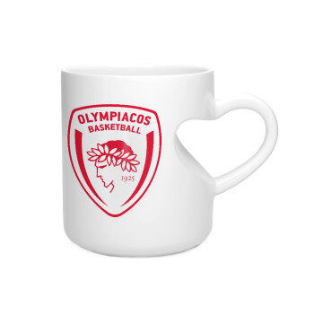 Olympiacos B.C., Κούπα καρδιά λευκή, κεραμική, 330ml