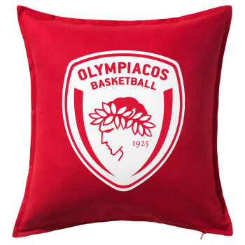 Olympiacos B.C., Μαξιλάρι καναπέ Κόκκινο 100% βαμβάκι, περιέχεται το γέμισμα (50x50cm)