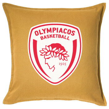 Olympiacos B.C., Μαξιλάρι καναπέ Κίτρινο 100% βαμβάκι, περιέχεται το γέμισμα (50x50cm)