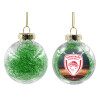 Στολίδι Χριστουγεννιάτικη μπάλα δένδρου διάφανη με πράσινο γέμισμα 8cm