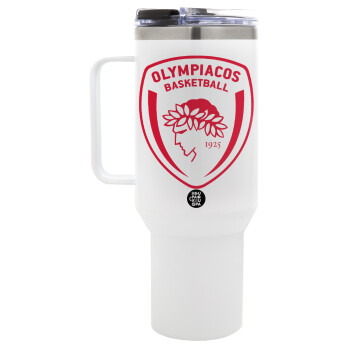 Olympiacos B.C., Mega Stainless steel Tumbler with lid, double wall 1,2L