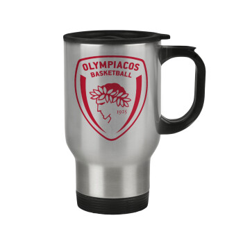 Olympiacos B.C., Stainless steel travel mug with lid, double wall 450ml