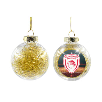 Olympiacos B.C., Χριστουγεννιάτικη μπάλα δένδρου διάφανη με χρυσό γέμισμα 8cm
