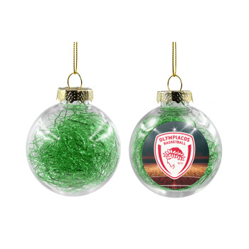 Olympiacos B.C., Χριστουγεννιάτικη μπάλα δένδρου διάφανη με πράσινο γέμισμα 8cm