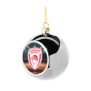Olympiacos B.C., Στολίδι Χριστουγεννιάτικη μπάλα δένδρου Ασημένια 8cm