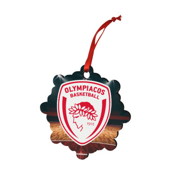 Olympiacos B.C., Christmas ornament snowflake wooden 7.5cm