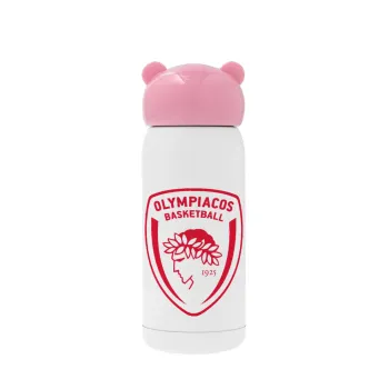 Olympiacos B.C., Pink stainless steel thermal flask, 320ml