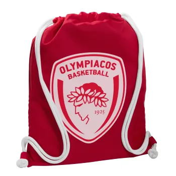 Olympiacos B.C., Backpack pouch GYMBAG Red, with pocket (40x48cm) & thick cords