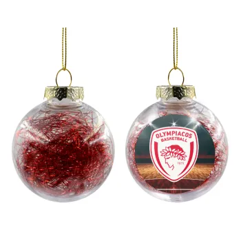 Olympiacos B.C., Στολίδι Χριστουγεννιάτικη μπάλα δένδρου διάφανη με κόκκινο γέμισμα 8cm