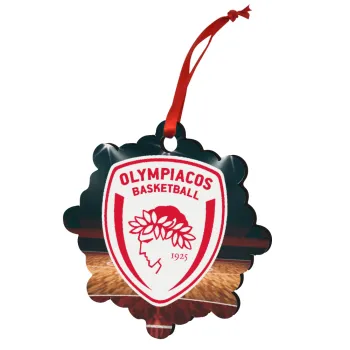 Olympiacos B.C., Christmas ornament snowflake wooden 7.5cm