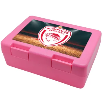 Olympiacos B.C., Παιδικό δοχείο κολατσιού ΡΟΖ 185x128x65mm (BPA free πλαστικό)