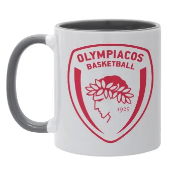 Olympiacos B.C., Κούπα χρωματιστή γκρι, κεραμική, 330ml