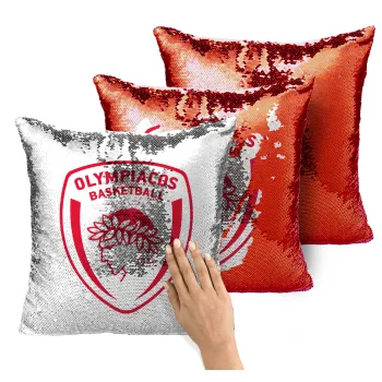 Olympiacos B.C., Μαξιλάρι καναπέ Μαγικό Κόκκινο με πούλιες 40x40cm περιέχεται το γέμισμα
