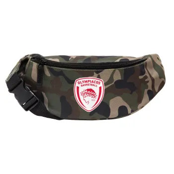 Olympiacos B.C., Unisex waist bag (banana) in Jungle camouflage color with 2 pockets